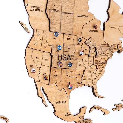 Miniatura 7 de Decoración para el hogar, mapa del mundo de madera 3D, arte para pared, decoración de pared grande, mapa de viaje del mundo (M L XL) idea de regalo,