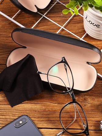 Frienda 3 Pcs Hard Eye Glasses Case with Cleaning Cloth | Hard Shell Protection Soft Lining, Scratch Resistant, Portable Eyeglass Storage for Men Women, Daily Travel Use