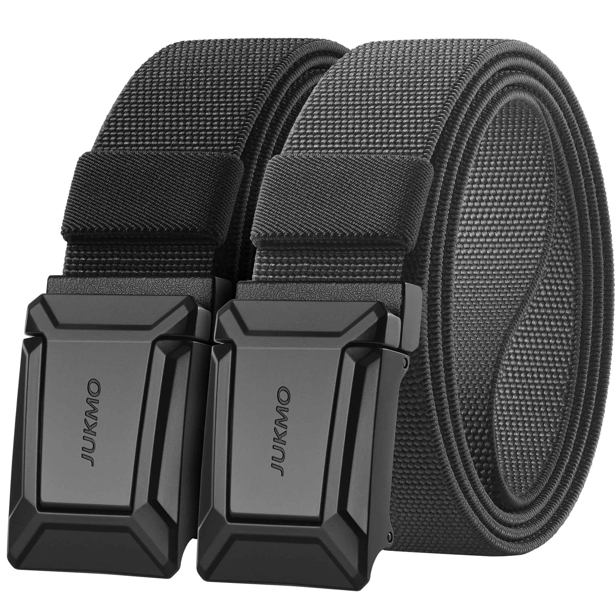 JUKMO Stretch Tactical Belt for Men,2 Pack Military Work Rigger Hiking 1.5" Elastic Nylon Web Quick Release Belt in Gift Box
