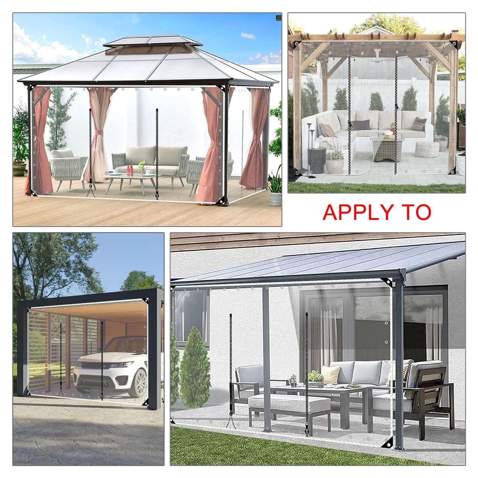 Rideaux De Bâche Transparents Extérieurs,Bâches Imperméables,Pergola Porche Gazebo Patio Pvc Claire Étanche Bâche Panneaux Latéraux,Rideaux De Séparation,Avec Œillets,W×H-5.6*2.5m(18.4*8.2ft