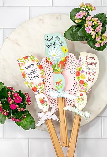 Miniatura 5 de Brownlow Gifts Simple Inspirations Kitchen Buddies - Juego de espátulas de silicona grandes y pequeñas, 12.5 y 8.25 pulgadas, Be Happy