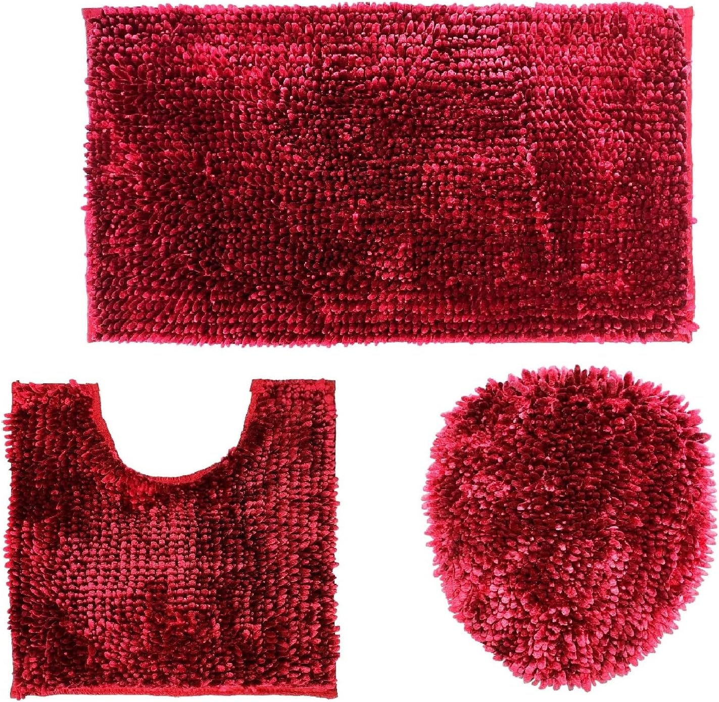 BH Home & Linen 3Piece Luxurious Ultrasoft Butter Chenille Bath Rugs Set. 100