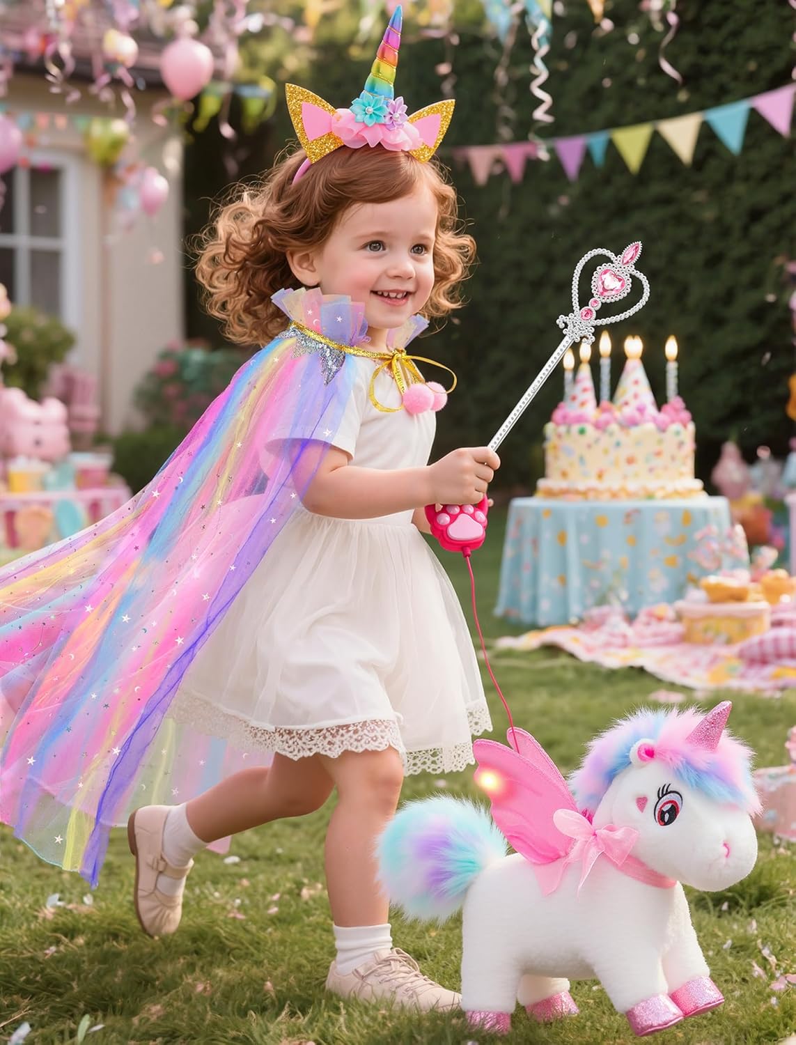 Unicorn Toys for Girls Age 4-6 Unicorns Gifts, Walking Talking Singing Interactive Unicorn with Light up Princess Cape, Remote Control Plush Unicorn Pet Care Toy for Toddler Girl Age 3 4 5 6