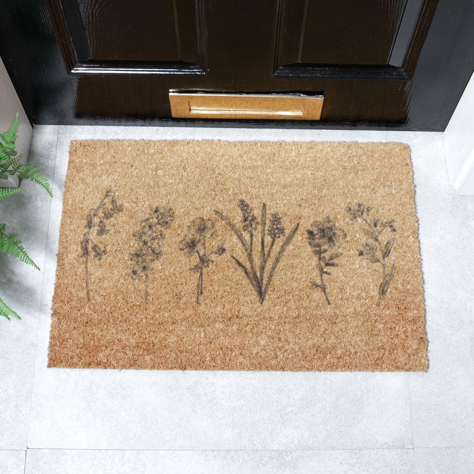 Artsy Mats Wild Flowers Coir Doormat Indoor & Outdoor Door Mat - Easy To Clean, Durable Indoor Door Mat For Entryway & Outdoor Mat - Anti-Slip, Dirt-Trapping Floor Mat (60 x 40cm)