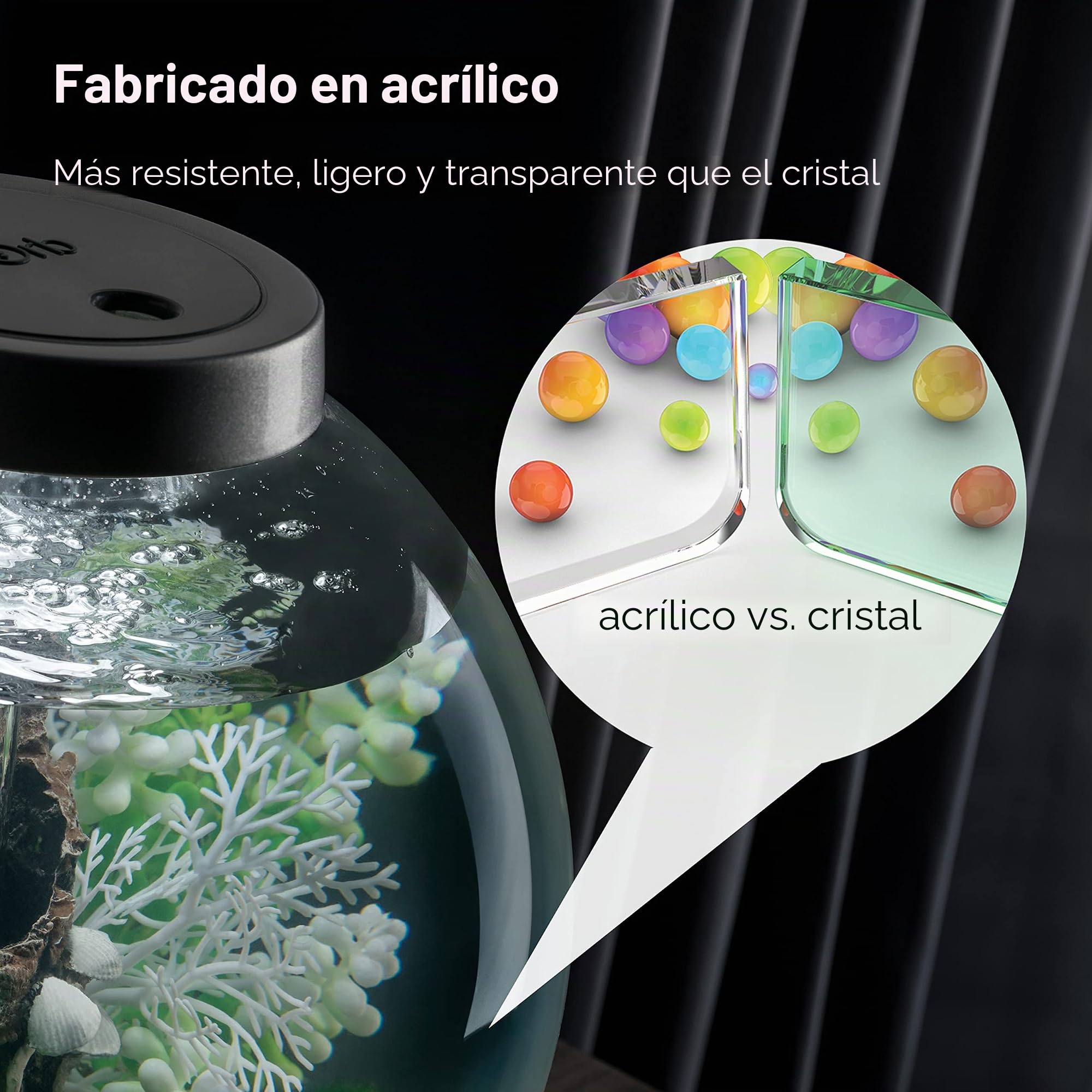 biOrb 72005 CLASSIC 30 LED negro - acuario decorativo completo con sistema de filtración, iluminación LED y grava cerámica de vidrio acrílico resistente