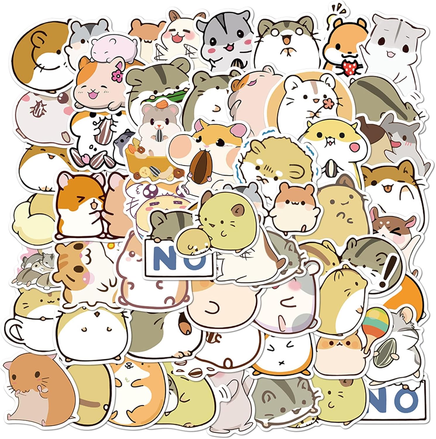 50Pcs Hamster Stickers Cute Cartoon Animals Stickers for Water Bottle Scrapbook Laptop Skateboard Computer Stickers for Teens Kids Girls (Hamster), Chroma