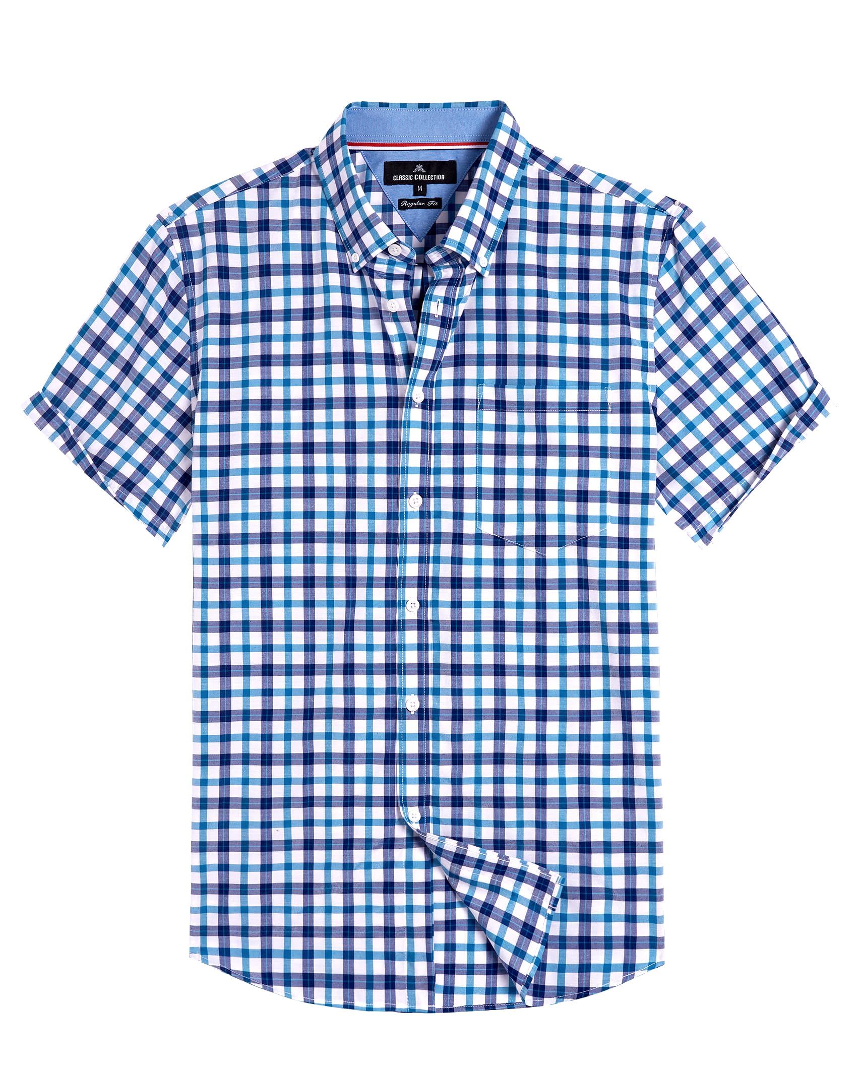 Alimens &amp; Gentle Plaid Mens Short Sleeve Button Down Shirts with Pocket
