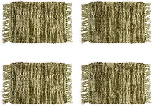 Perilla Home Juego de 4 manteles individuales rectangulares de yute Chindi natural, vintage, bohemio, 13 x 19 pulgadas, para cocina, comedor,
