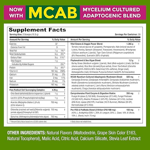 Miniatura 3 de SAN Nutrition's Green Supreme Fusion Blend Antioxidante: Mezcla de batidos Super Greens con espirulina, clorella, hongos adaptogénicos, 30 porciones
