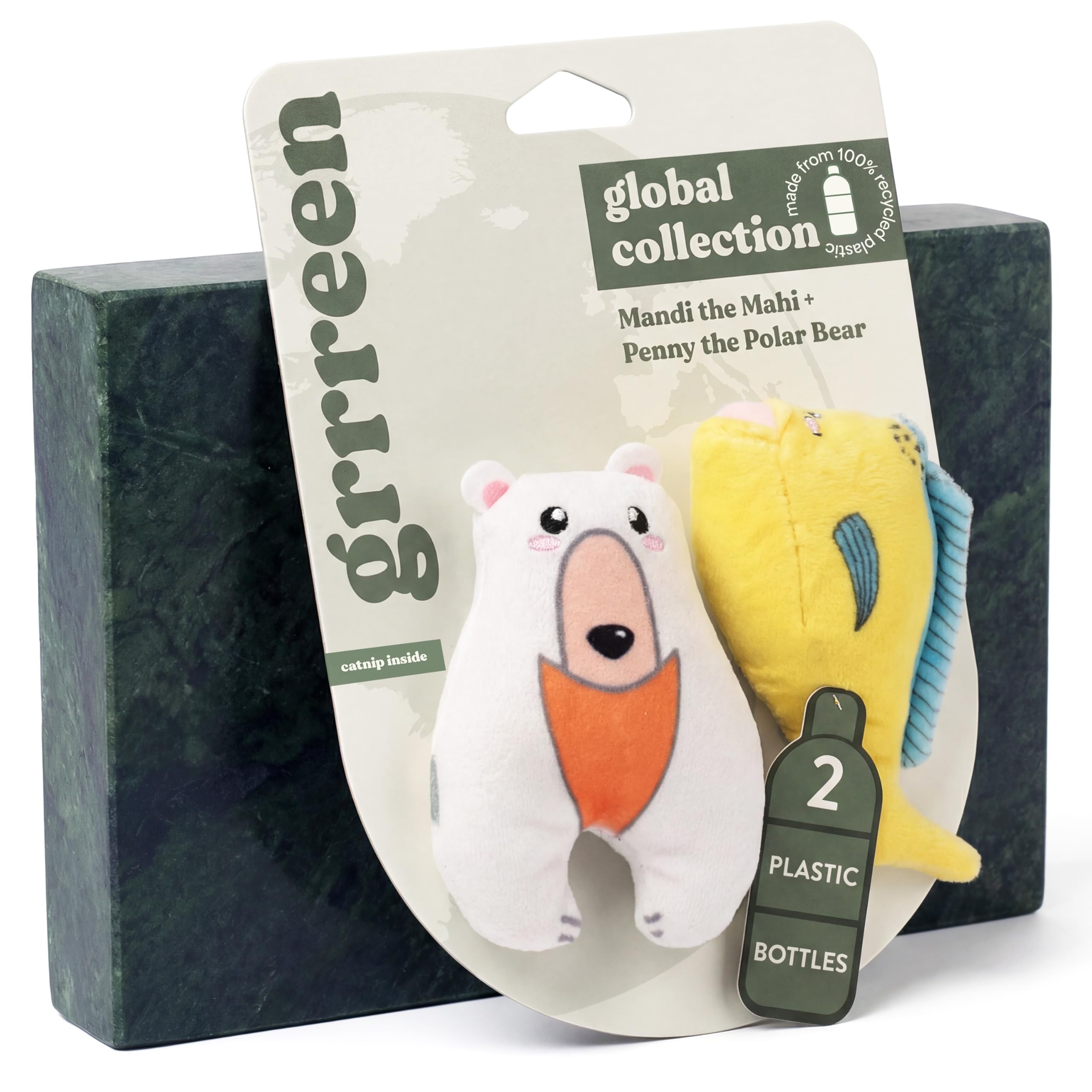 Juguete de peluche para gatos, Mahi y oso polar, juguete masticable para gatos de interior (paquete de 2), juguete de peluche interactivo resistente a las mordeduras, se adapta a cestas de