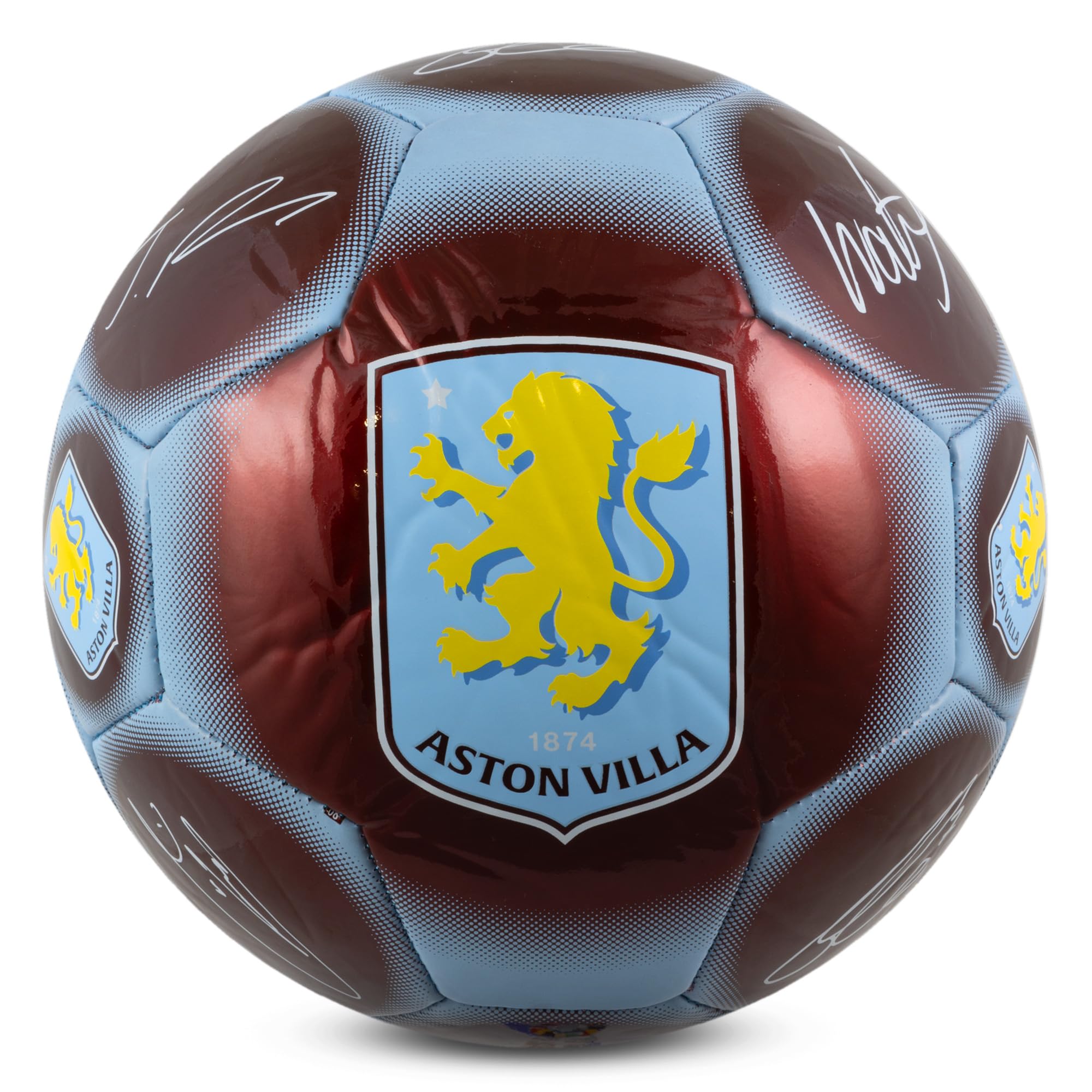 Hy-Pro Officially Licensed Aston Villa Classic Signature Football – With Metallic Finish, Match Ball and for Training, Player Signatures – Aston Villa Football Size 5, Collectible for Fans