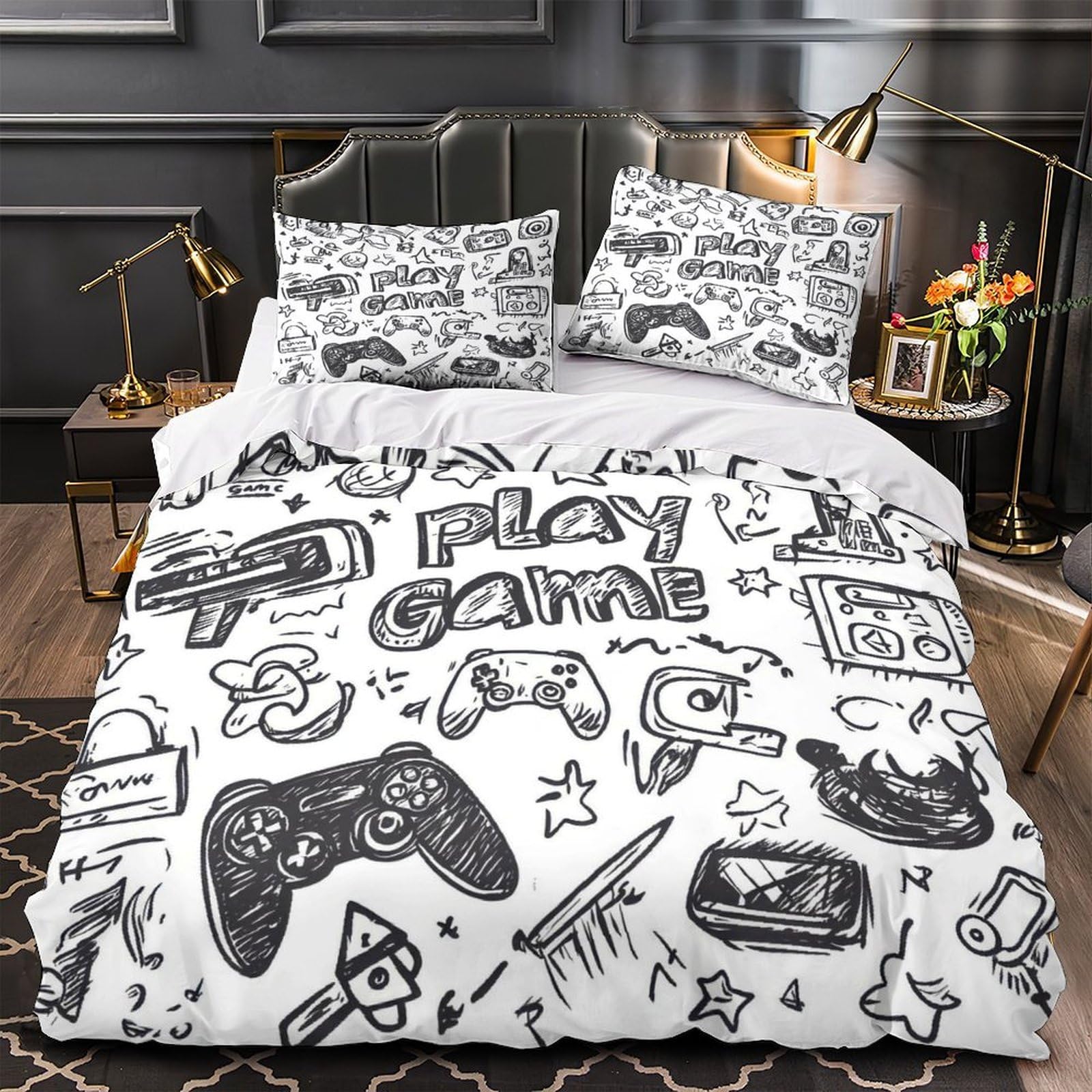 Housse de Couette Manette de Jeu pour Chambre d'Enfant Gaming 135x200