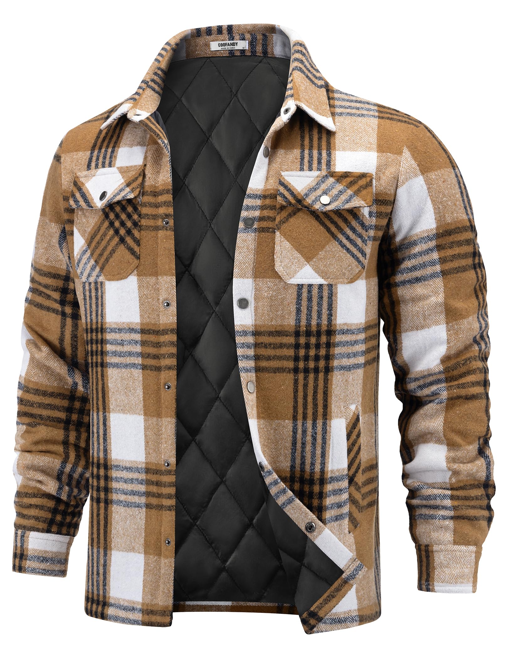 COOFANDY Camicia termica da uomo a scacchi foderata invernale da boscaiolo Slim Fit