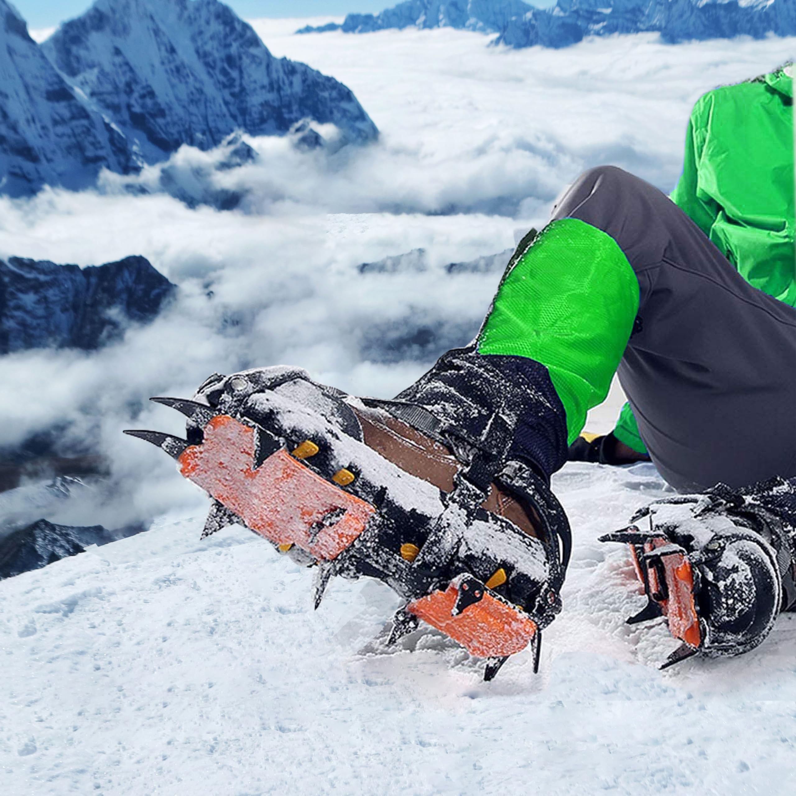 Crampons Chaîne Spikes Chaussures Escalade Neige Alpinisme Pêche Rochers Anti-dérapant Anti-chute Anti-gel Léger Facile à enfiler et à enlever Unisexe
