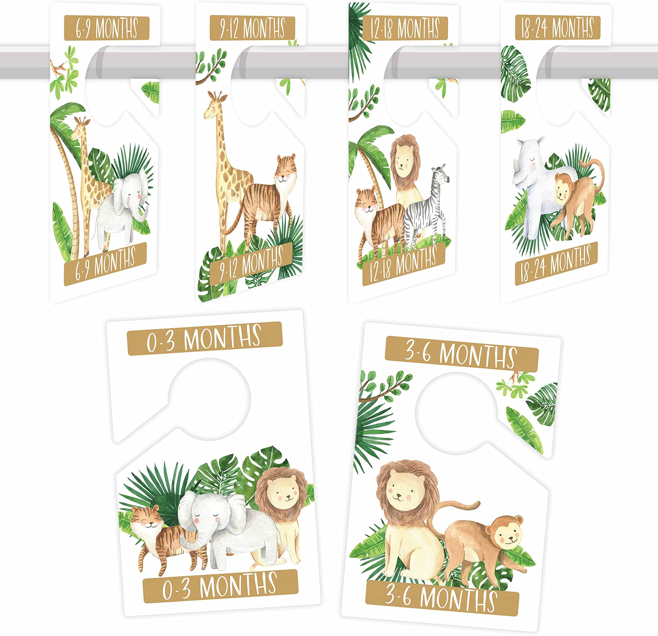 6 Hanger Dividers Baby Closet Size Dividers - Safari Baby Closet Dividers, Baby Closet Organizer For Nursery Organization, Baby Essentials For Newborn Essentials, Nursery Closet Dividers Girl or Boy