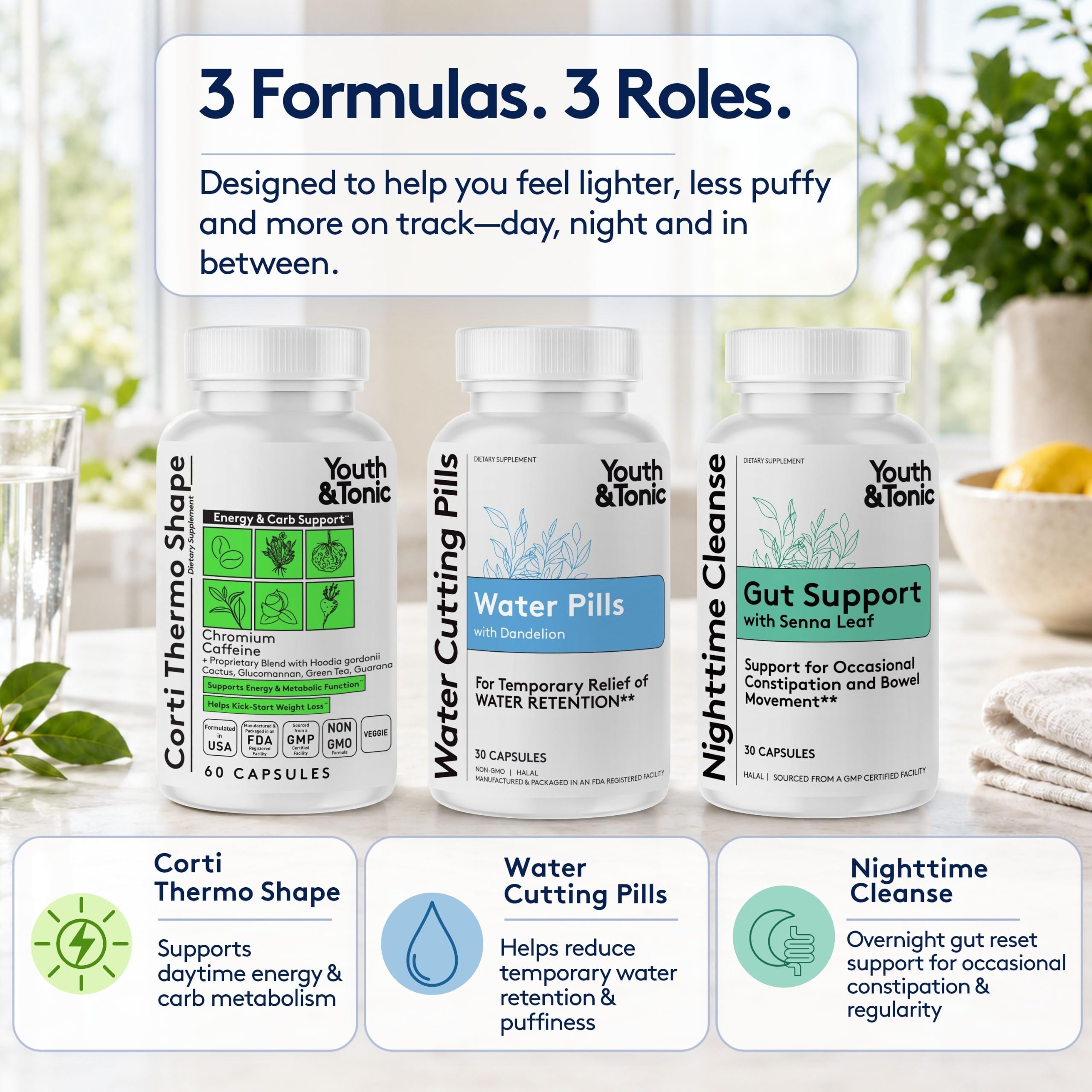 Youth & Tonic Cleanse Weight Loss Pills Women, Men, Detox, Water Retention — Amazon image 3