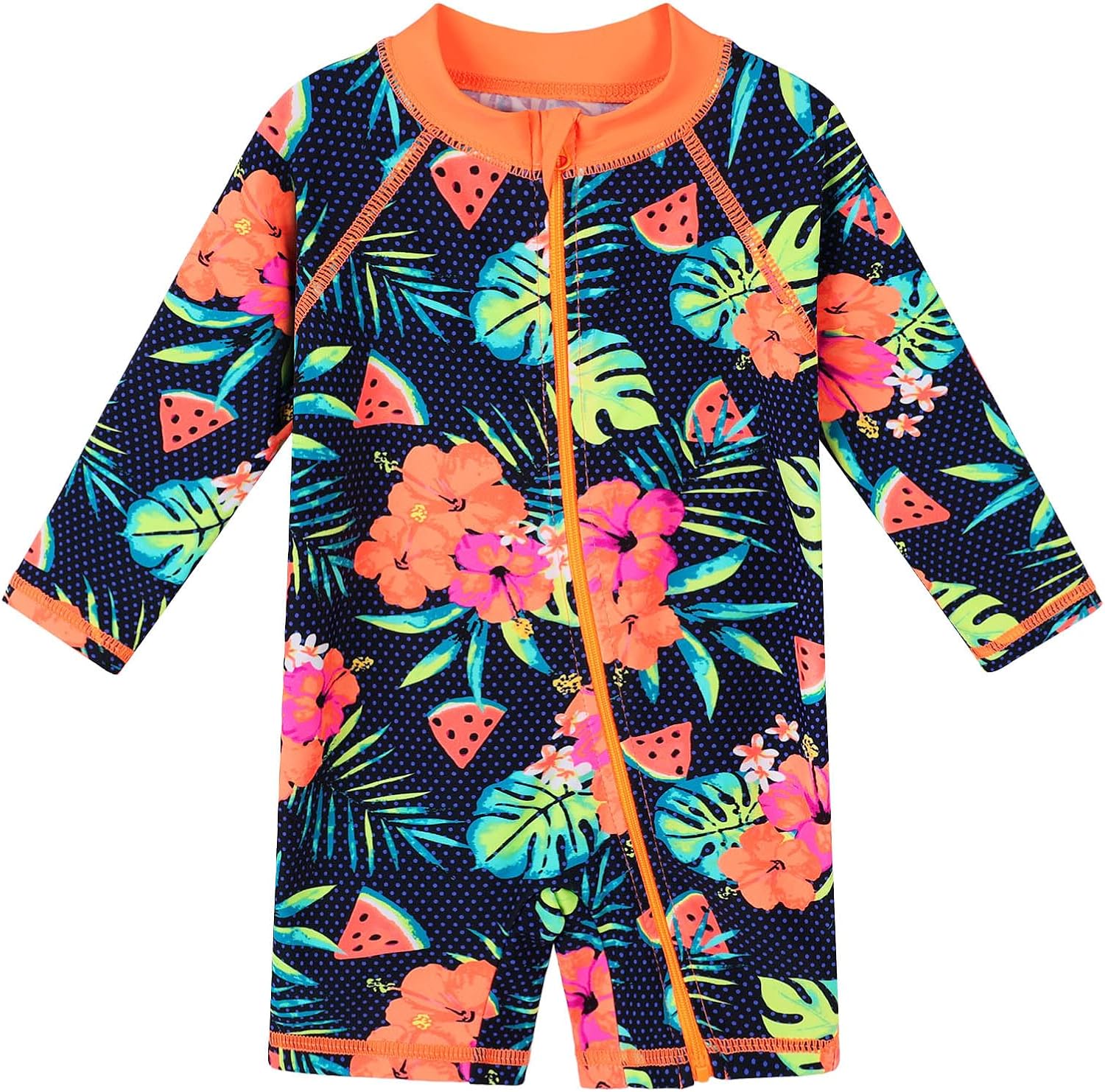 Girls One Piece Swimwear Swimsuit Long Sleeve Floral Print - View #8
