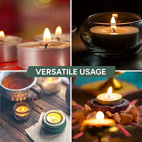 Miniatura 4 de Velas de té de 4 horas de combustión (paquete de 100) - Luces T blancas - Velas sin humo y sin perfume hechas en Europa 1.5 x 0.9 in - 4 horas -