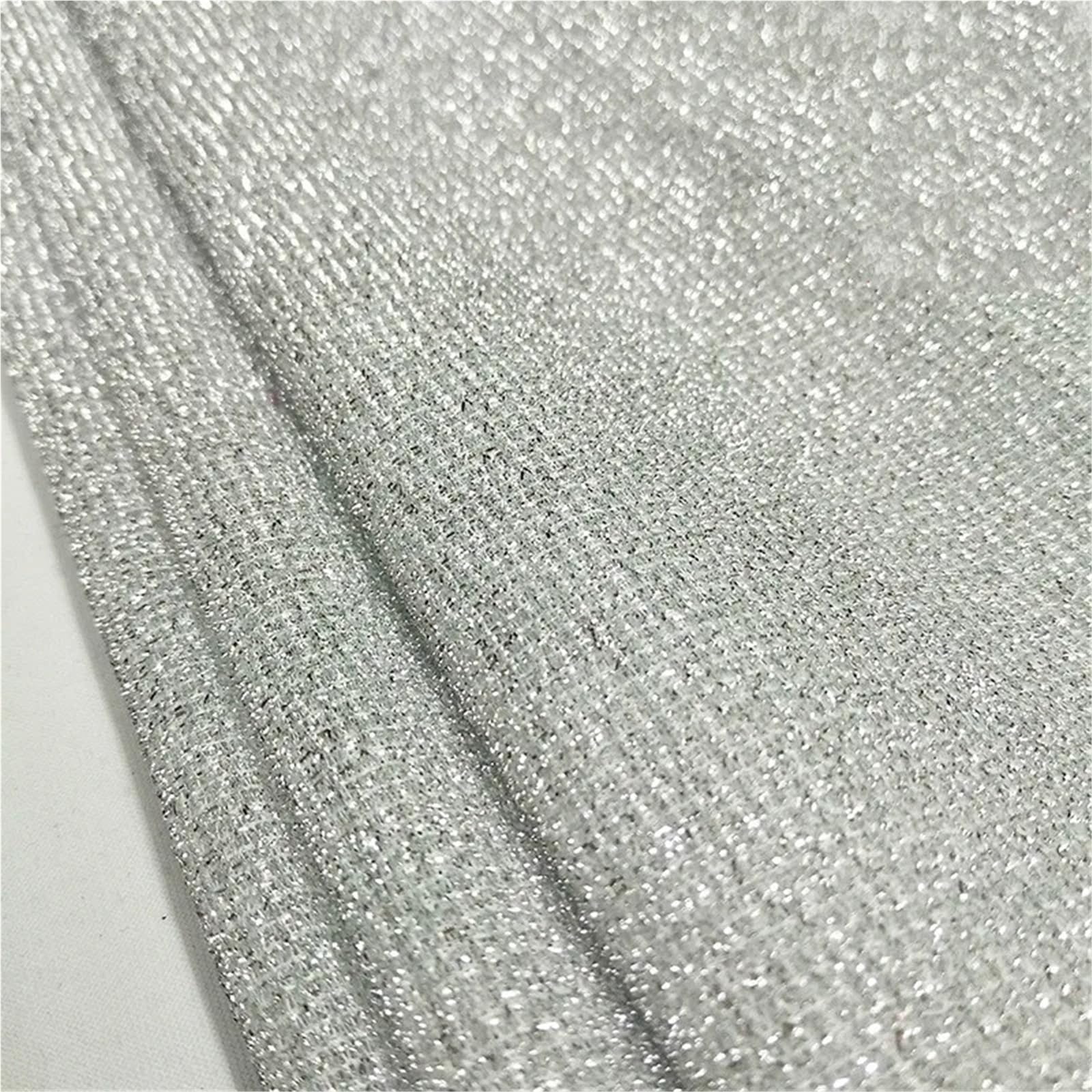 Tela brillante de poliéster metálico con purpurina para coser ropa, vestidos, decoración de fiestas, dorado, negro, blanco, verde (9,150 cm x 3 yardas)