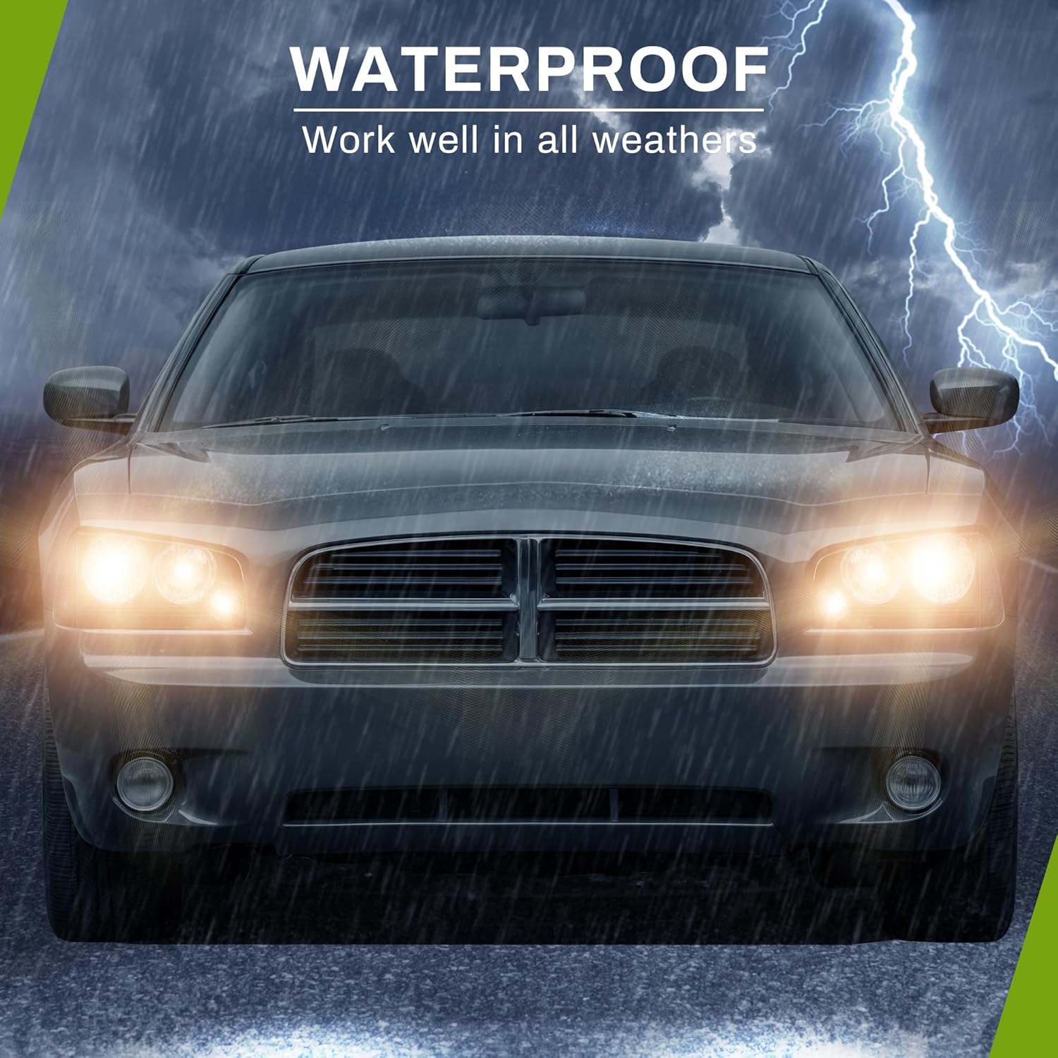 AUTOSAVER88 Headlight Assembly Compatible with 2006-2010 Dodge Charger Black Housing Amber Reflector with Corner Signal Lights