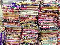Mycrafts Handmade Indian Kantha Quilt - Vintage Bohemian Patchwork Throw Blanket, Twin 52x80 Inch 100% Cotton