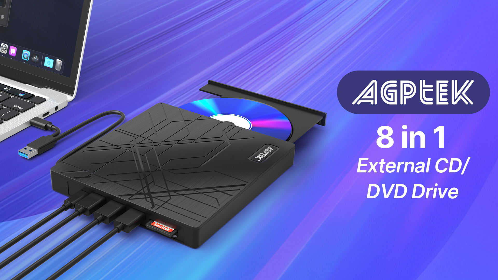 GOATBED XA-VAT CD USB DVDセット Amazon.com: AGPTEK 8 in 1 External CD/DVD Drive for Laptop, USB