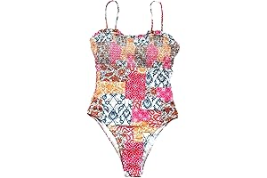 Women's One Piece Smocked Floral Beachwear