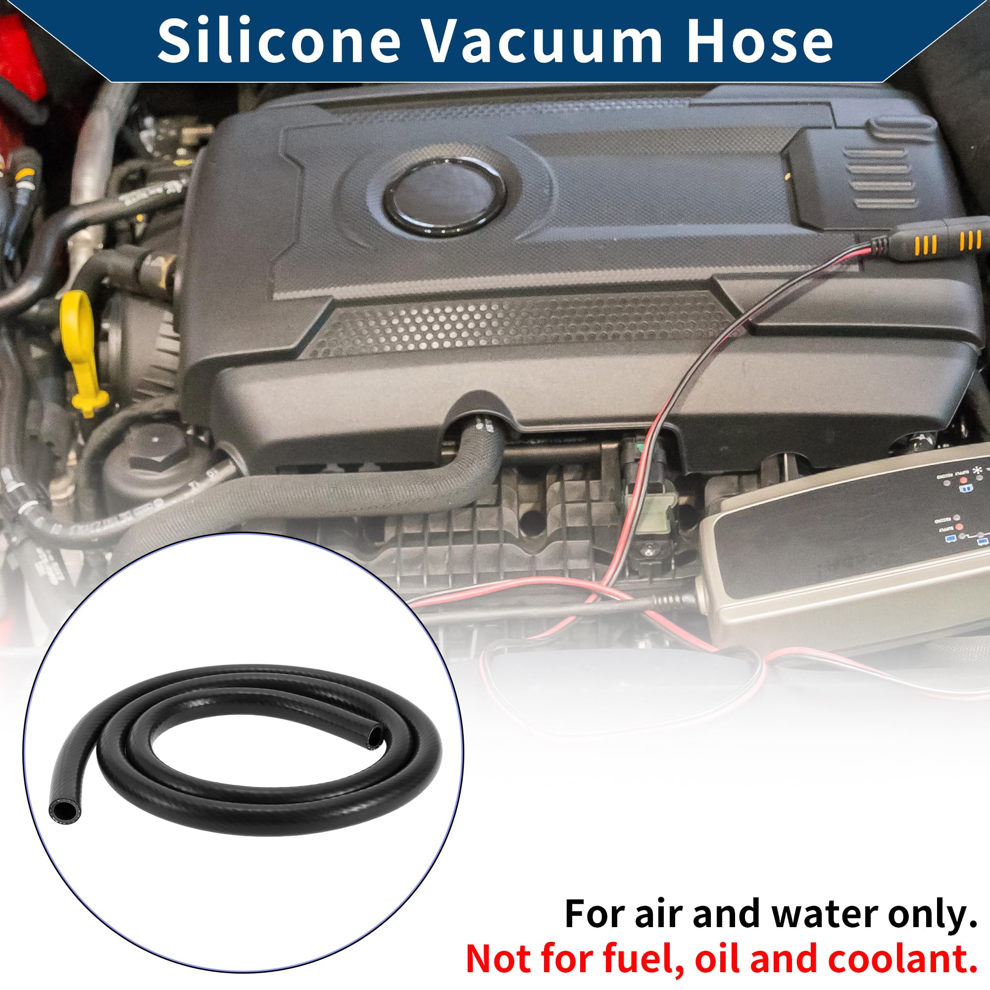 Tubo in Silicone per Aspirazione Automobilistica Tubo per Aspirazione ad Alta Temperatura 1 metro 13mm ID 3mm Spessore 1 Pezzo Nero 130PSI Pressione Massima