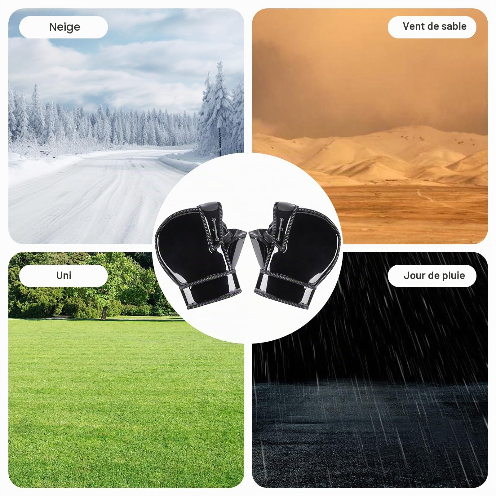 Gants de Guidon de Moto,Protection Universelle des Mains Contre Le Vent et la Pluie,Gant de Guidon à Cordon Coupe-Vent,Gants Chauds Portables pour l'extérieur avec Bandes réfléchissantes