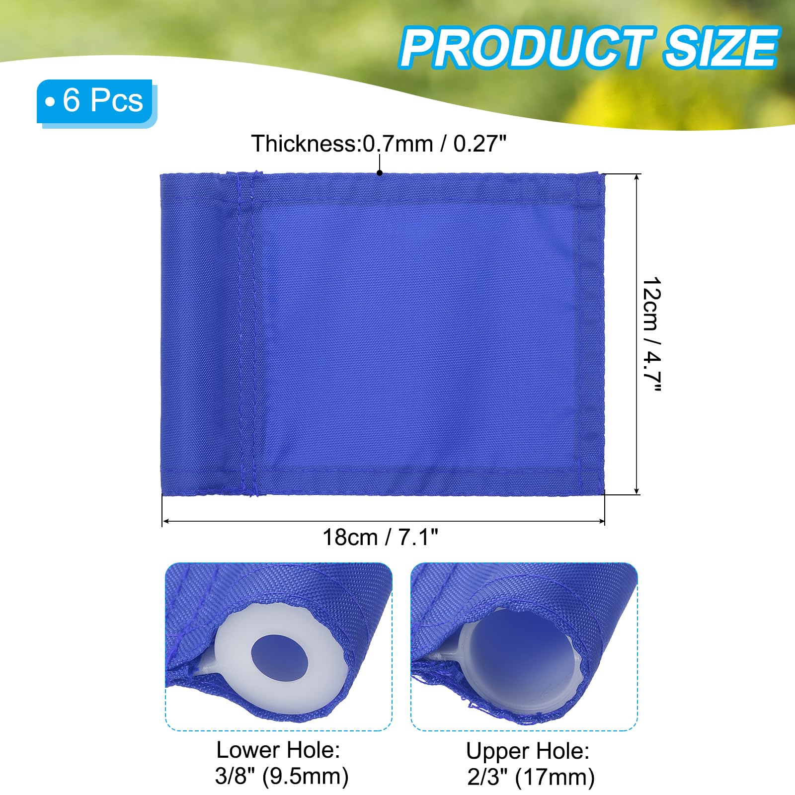 PATIKIL 7 x 5 Pulgada Banderita De Golf, 6 Pcs 420D Nylon Mini Banderas De Jardín Portátiles Con Tubo Insertado Para Exterior Interior Patio Jardín Trasero, Azul