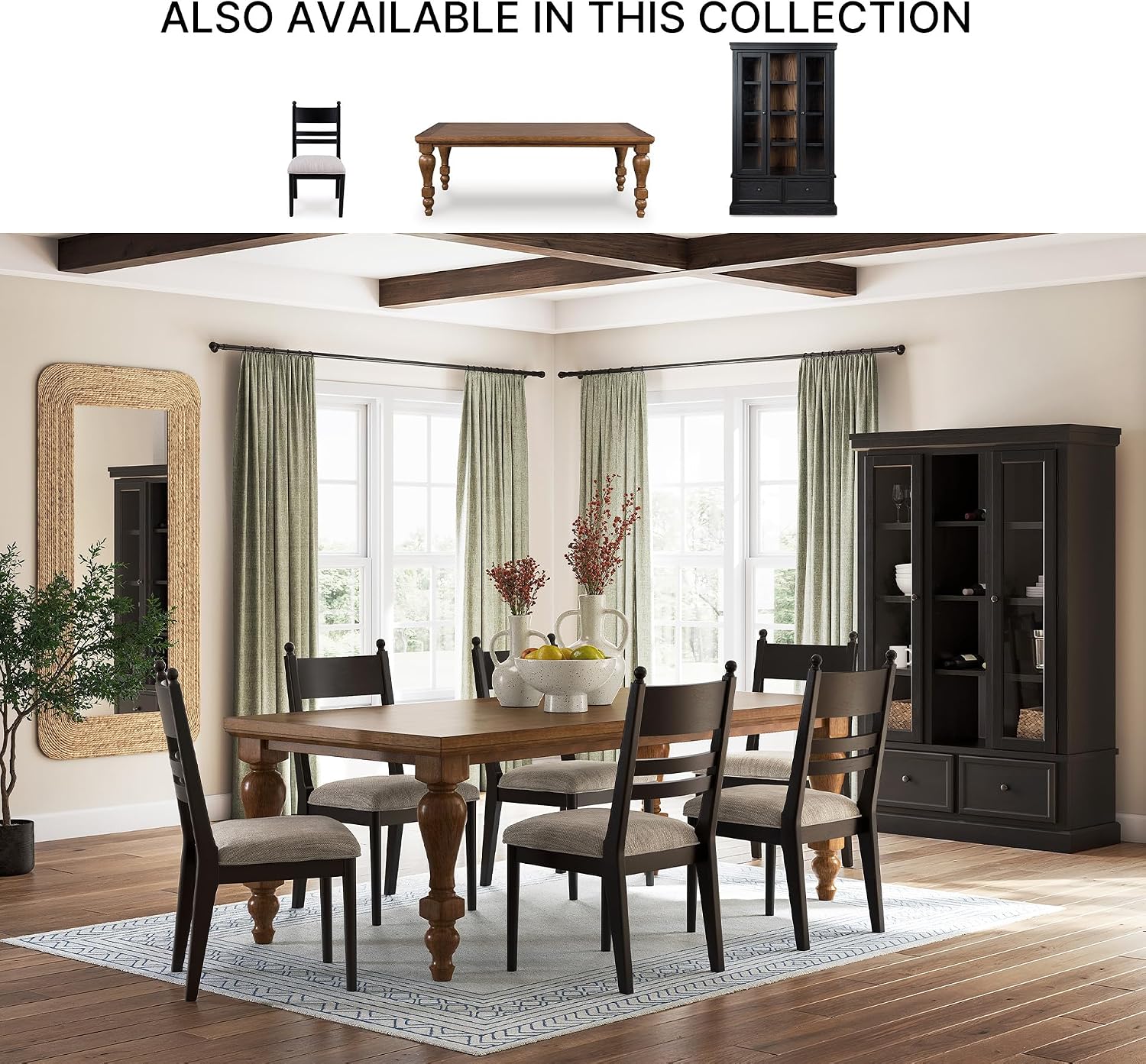 Signature Design by Ashley Chadworth Traditional Dining Table with Turned Leg, Seats Up to 8, Light Brown