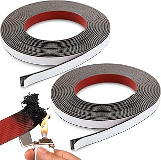 2 Rolls Intumescent Smoke Seal Strip Tape Flexible Expanding Fire Door Strips Adhesive Backed Composite Rubber Smoke Gasket Seal for Fire Windows Steel Doors, 0.6'' x 0.08'' x 9.8'/Roll