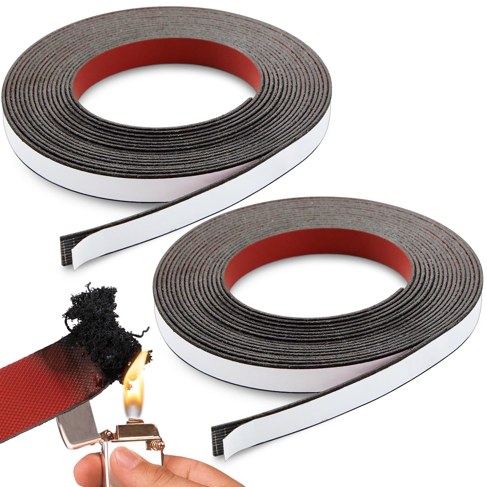 2 rollos de cinta de sellado de humo intumescente flexible expandible para puerta de incendio, junta de humo de goma compuesta con respaldo adhesivo para ventanas de fuego, puertas de acero