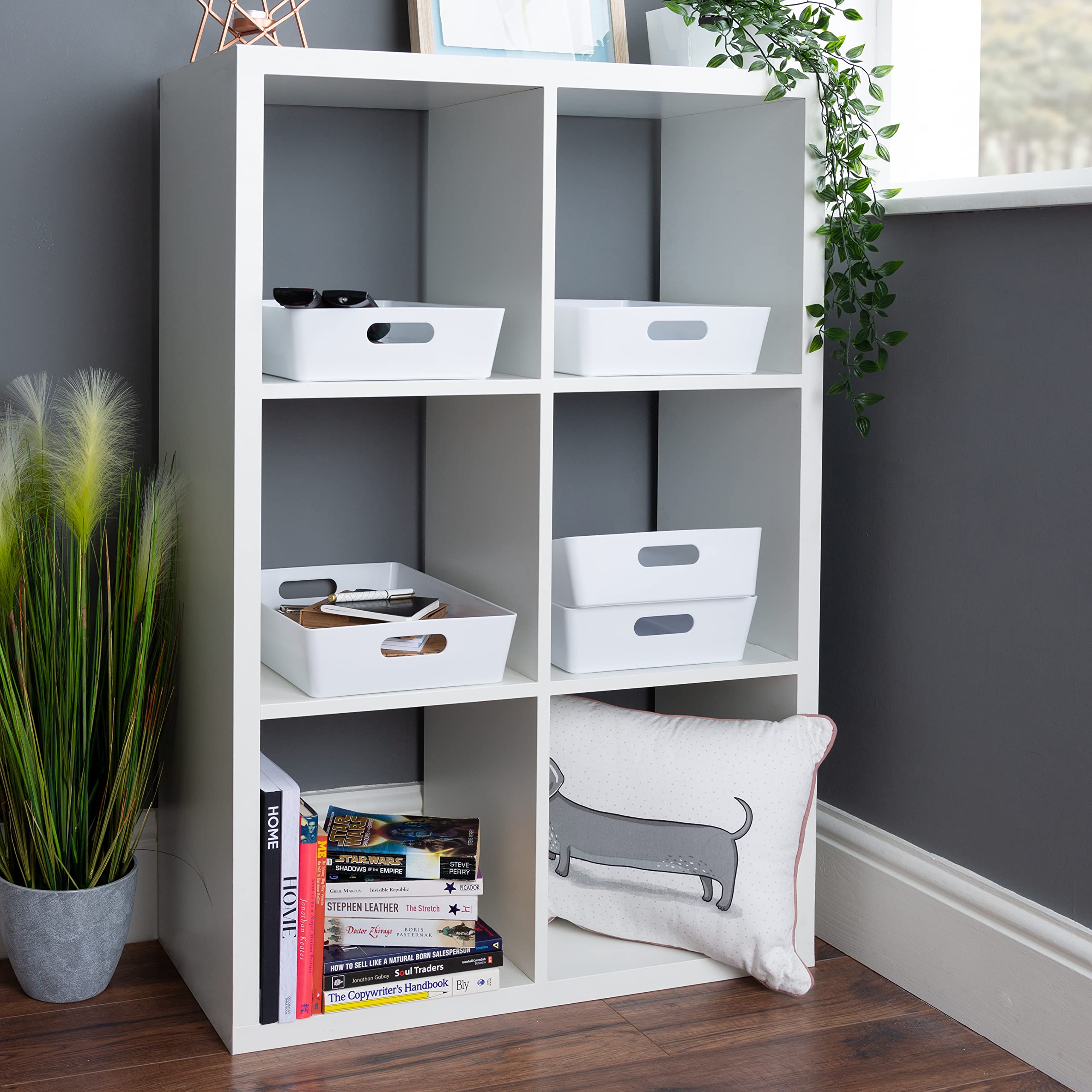 Wham5x Plastic Studio Basket 5.01 Rectangular Home & Office Storage Basket, 35 x 26 x 8cm, 6L (Ice White)