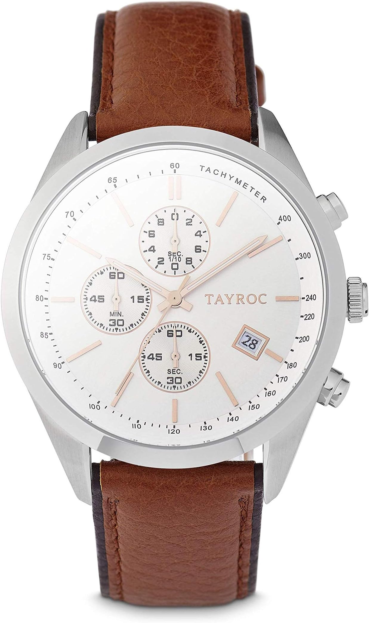 Tayroc Highlander Brown Wristwatch Chronograph and Strap Set Stainless Steel 42mm Case