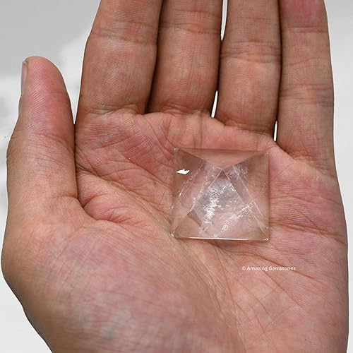 Miniatura 3 de Clear Quartz Pyramid Crystal Healing Stones - 1" Great Pyramid Figurine of Natural Stone Pyramid for Meditation, Reiki, Chakra Balancing and Crystal
