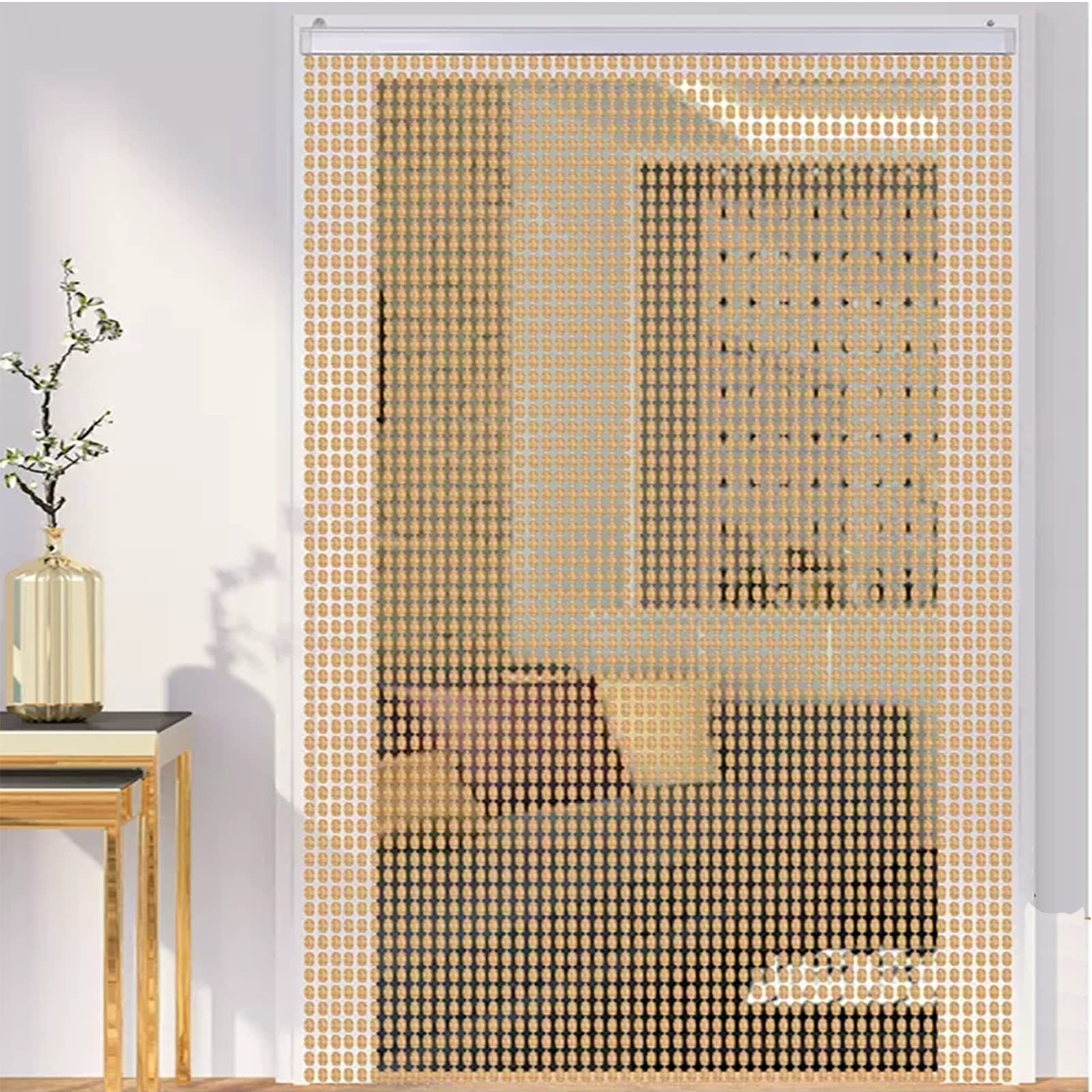 Rideau de porte en perles pour salon lumineux et décoration de fenêtre bohème