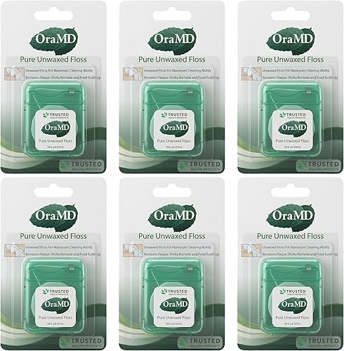 OraMD Oral Care - Hilo dental puro sin encerar, 54.6 yardas, sin PFAS, sin productos químicos, resistente a las roturas, eliminación de placa sin