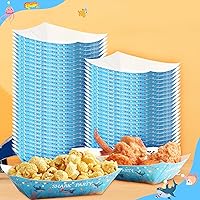 Vista 6 de Gejoy Juego de 100 piezas de suministros de fiesta de tiburón, papel desechable, aperitivos, decoraciones de cumpleaños, bandejas para servir comida