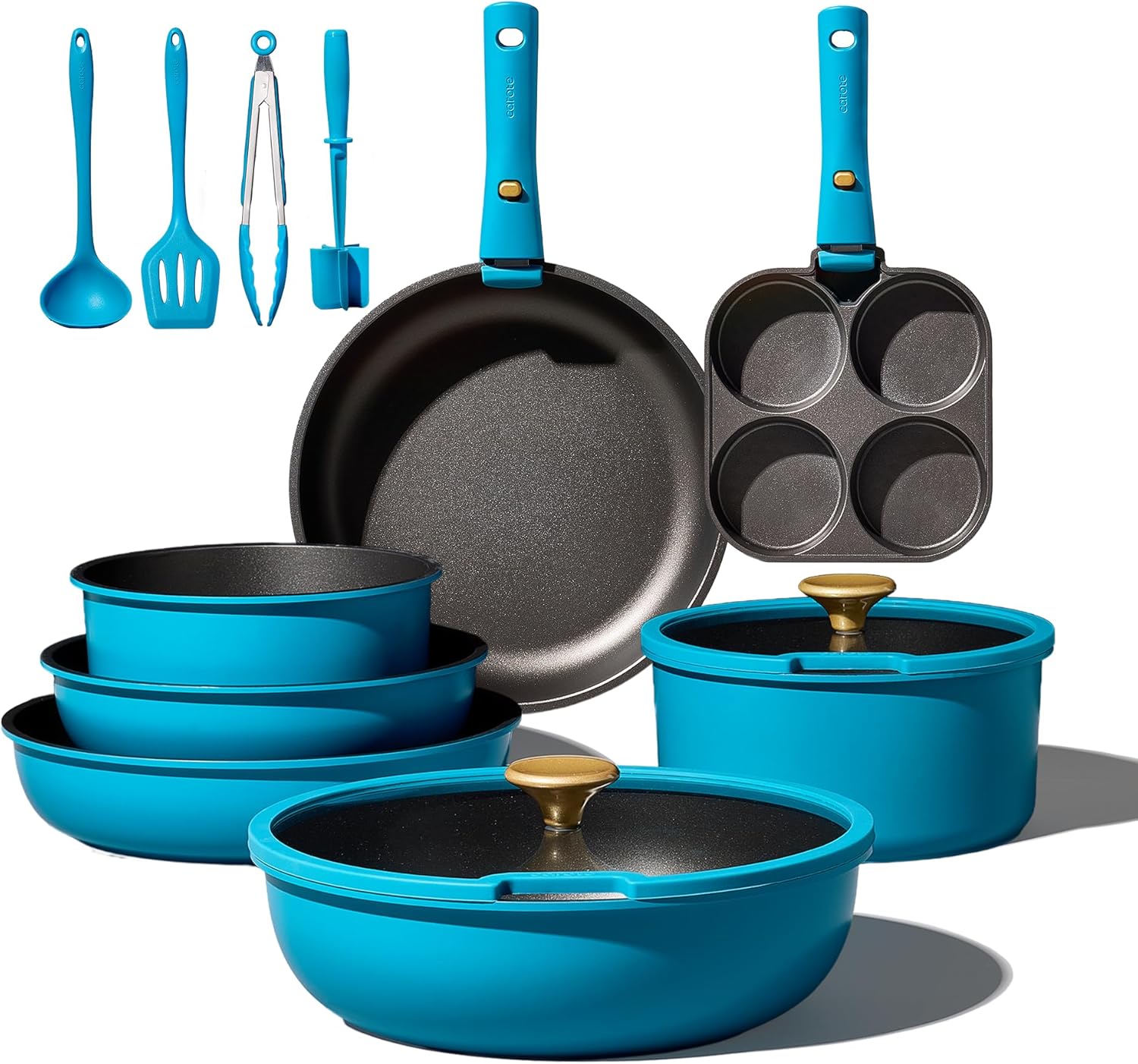 CAROTE 21pcs Pots and Pans Set, Nonstick Cookware Set Detachable Handle, Induction Kitchen Cookware Sets Non Stick with Removable Handle, RV Cookware Set, Peacock Blue CAROTE 21pcs Pots and Pans Set, Nonstick Cookware Set Detachable Handle, Induction Kitchen Cookware Sets Non Stick with Removable Handle, RV Cookware Set, Peacock Blue