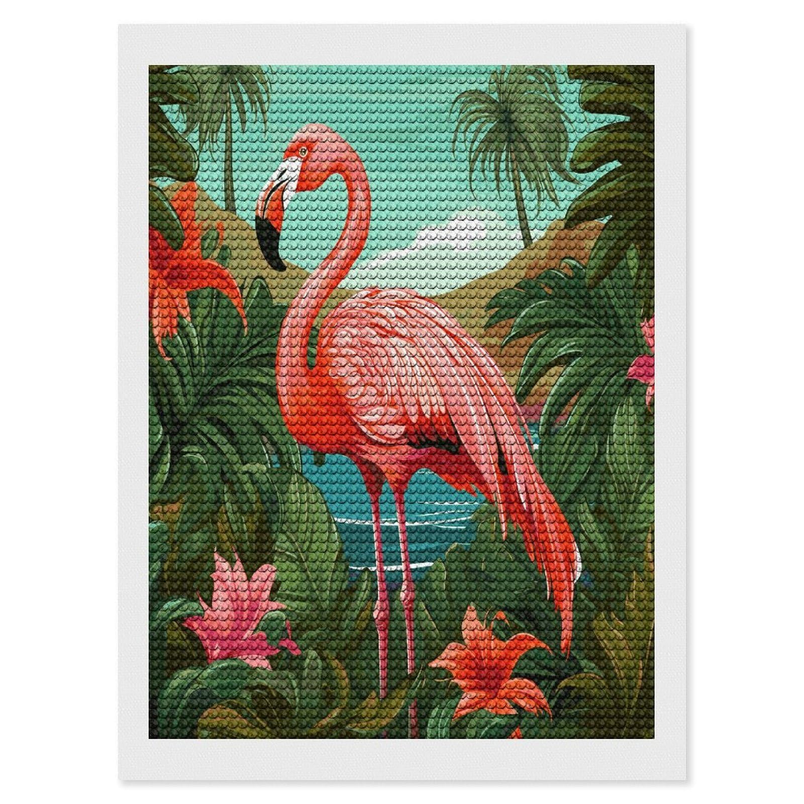 LDGSUPH Tropical Flamingo Diamond Painting Kits for Adults Paint with Diamond Pictures Art DIY Full Drill Diamond Dots Painting Personalized Diamond Photo for Home Wall Decor Gift 12"x16"