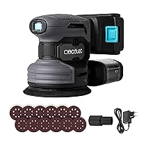 Cecotec Levigatrice Rotorbitale Batteria 21V e 2000mAh PerfectSurface 2120 Rotate. 13000rpm, 12 Ricambi, Serbatoio di Polvere, Connessione per Aspirapolvere, Doppio Movimento Eccentrico, 26000mov, min