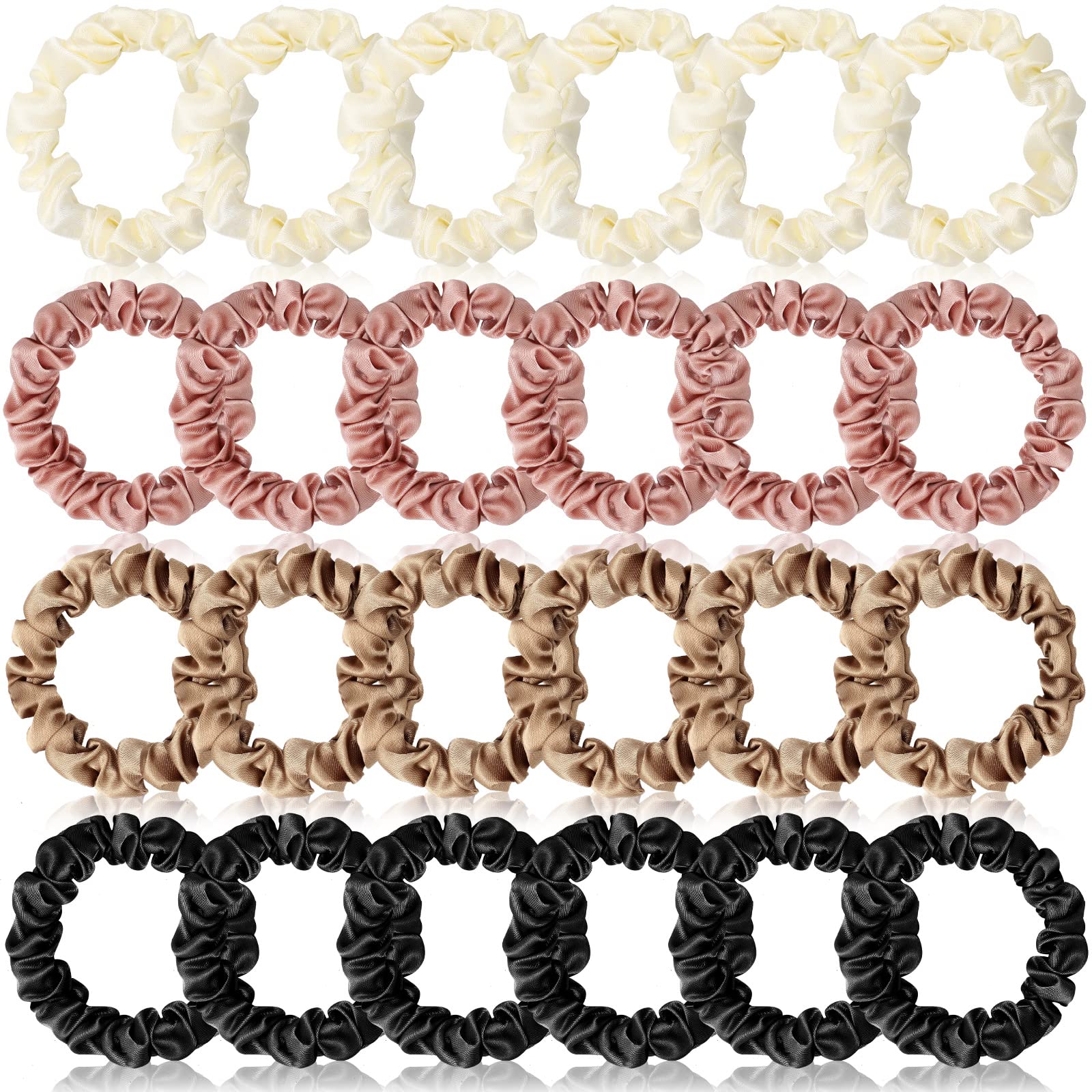 XunYee 24 Pcs Silk Hair Scrunchies Satin Hair Ties colorful Satin Silk Elastic Hair Bands Large Satin Ponytail Holders Vintage Hair Ties Accessories for Women Girls(Classic Colors, 2.36 Inch)