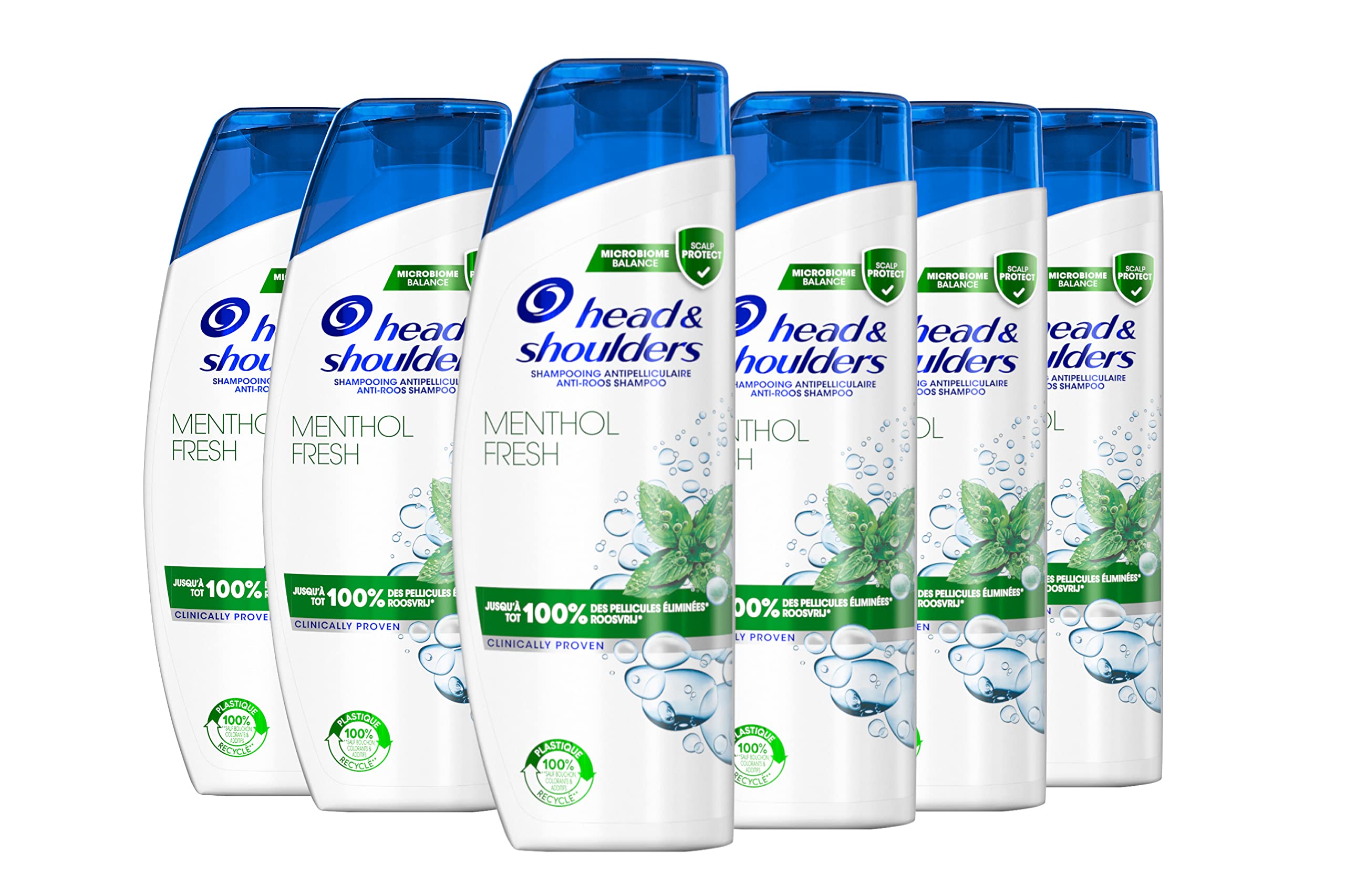 Head & Shoulders Shampooing Antipelliculaire Menthol Fresh, Jusqu’à 100% des pellicules éliminées, Cliniquement Prouvé, Testé Sous Contrôle Dermatologique, 6x285 ml