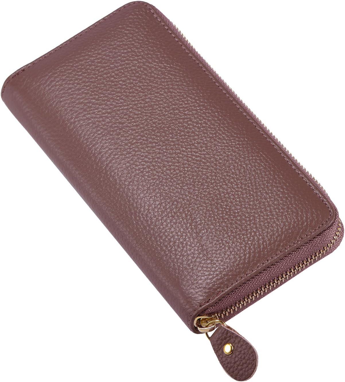 Leather Purse Wallet for Women Coins Notes Cards compartments with Zip Brown