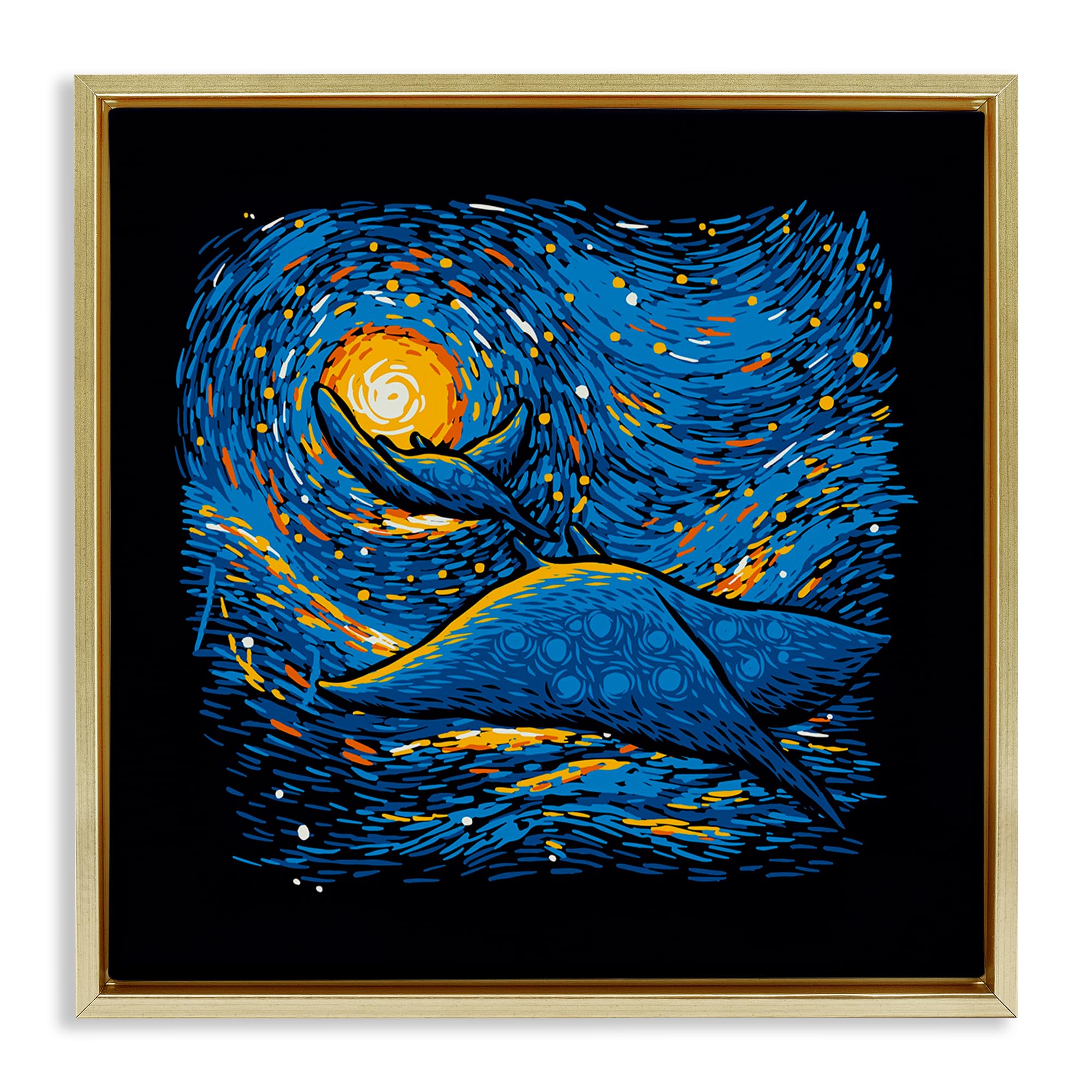 Impressionist Manta Rays Nautical, 17 x 17 Inch Canvas in Floater Frame