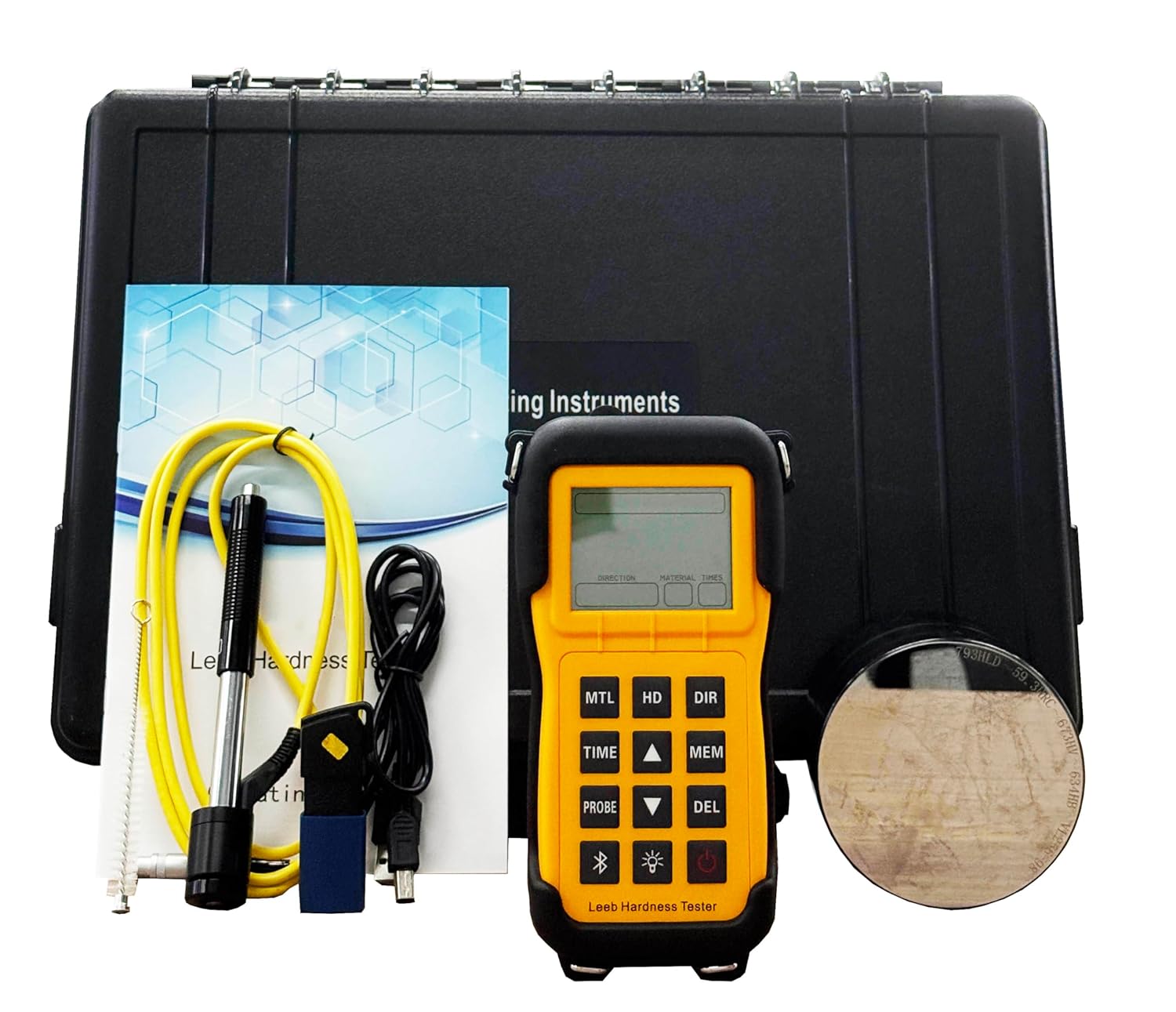 Leeb Hardness Test Equipment Leeb Rebound Hardness Tester with D Type Impact Device Test Block Free Software 200~960HLD for Steel,Iron,Cast Aluminum Alloy,Macht Metal,Copper-tin Alloy,Brass