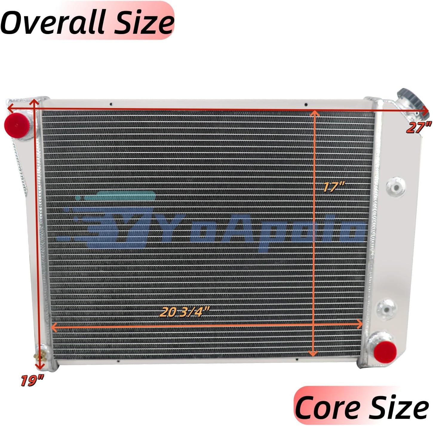 4 Row Aluminum Radiator for 1968-1987 Chevy Nova Camaro Chevelle El Camino Monte Carlo, Full Performance Aluminium Radiators, Automotive Replacement Radiator