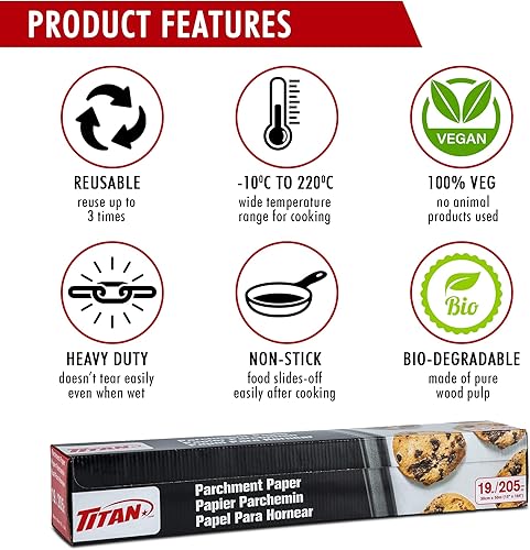 Miniatura 2 de MANGA Titan - Rollo de papel pergamino blanco, antiadherente, 205 pies (15 x 164 pies), 1 rollo