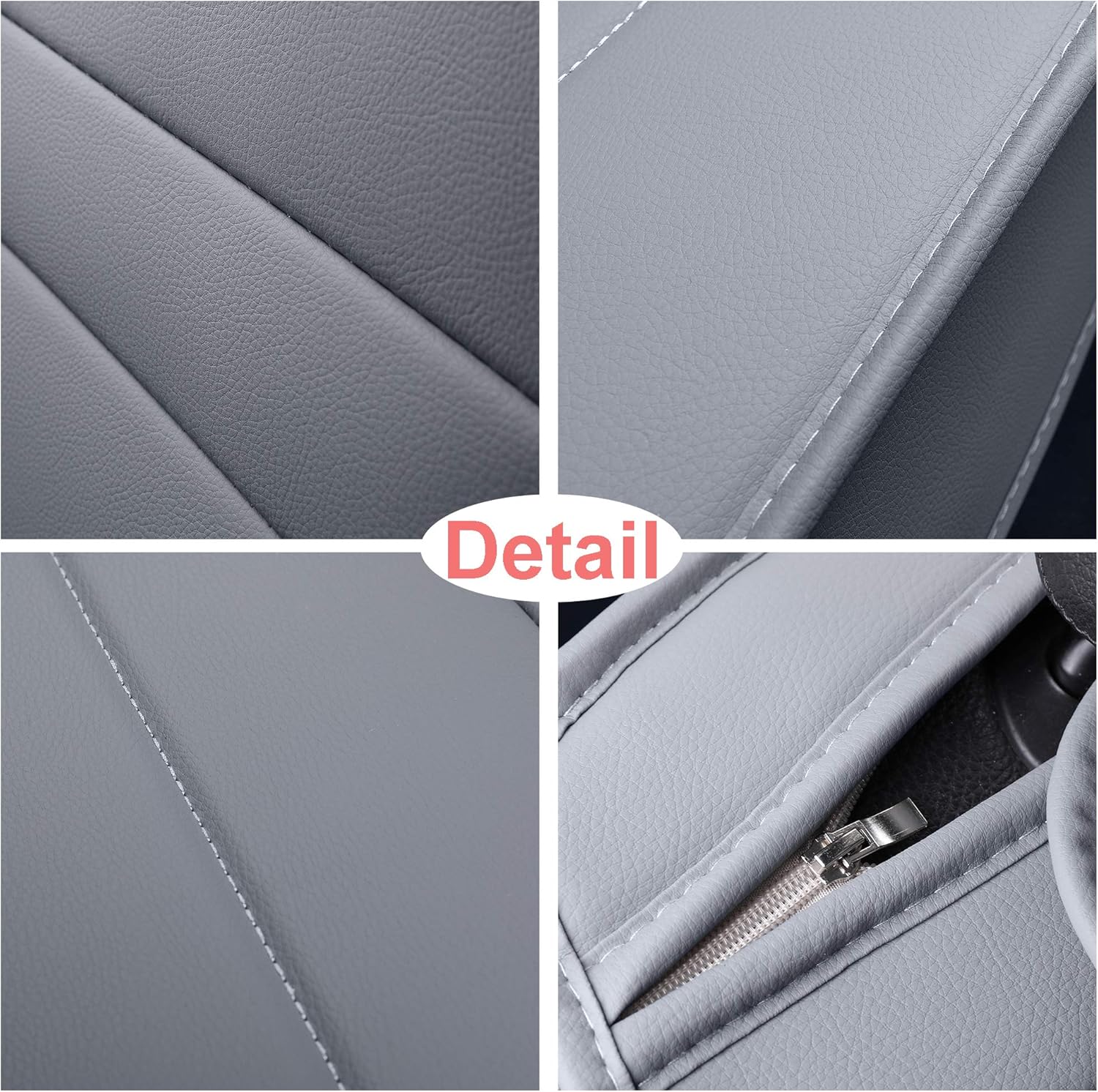 INCH Empire 2 Front Car Seat Cover-Water Proof Synthetic Leather Cushion Universal Fit for Most of Sedan SUV Truck Hatchback Durable Use for All Season(2 Front Gray Line)